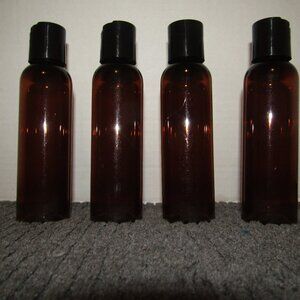 4 pack of 4oz  Plastic Boston Round Squeeze Bottles with Flip Tops